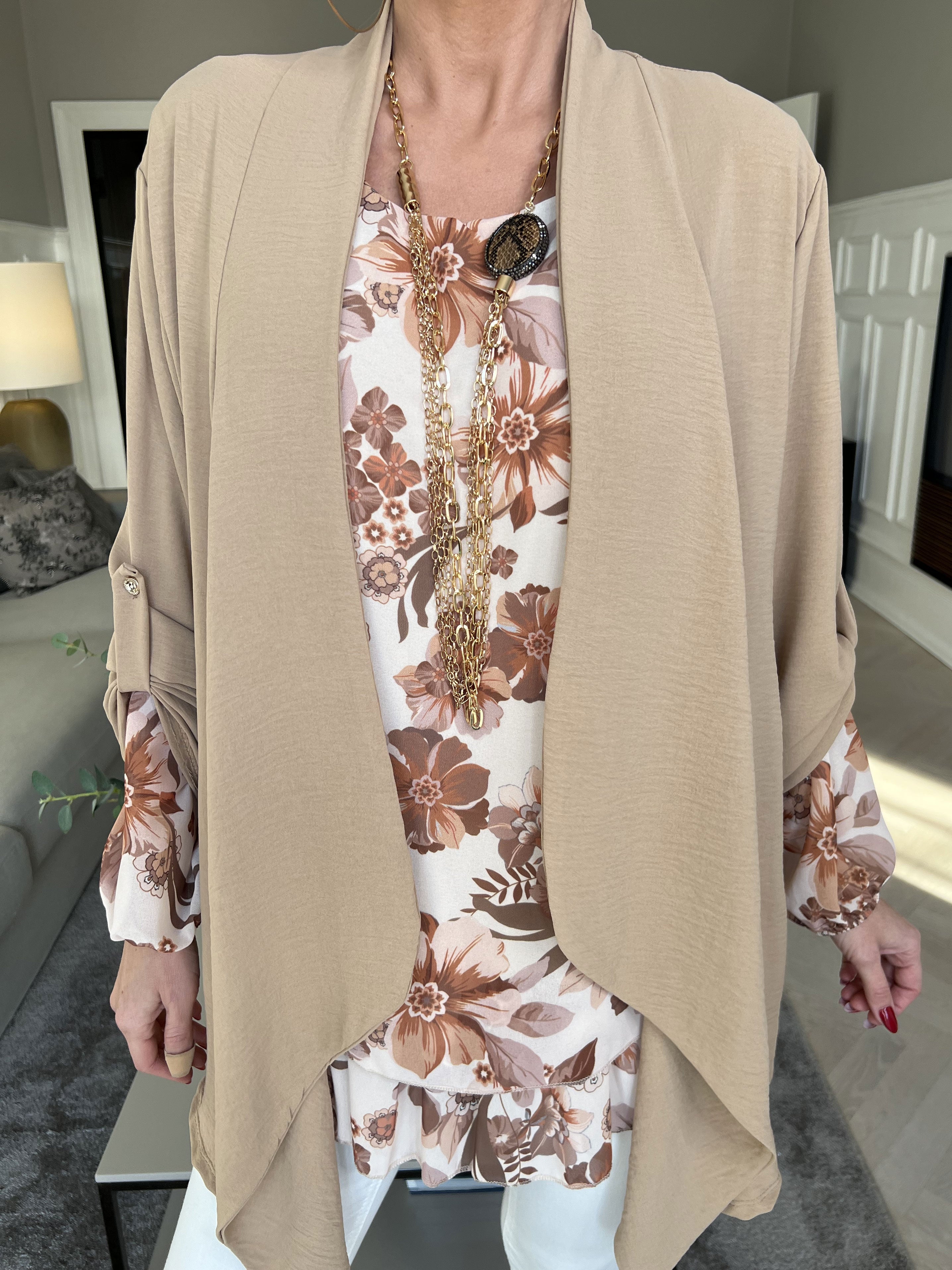 Dream - Enkel kofta i lätt och fint tyg - Army